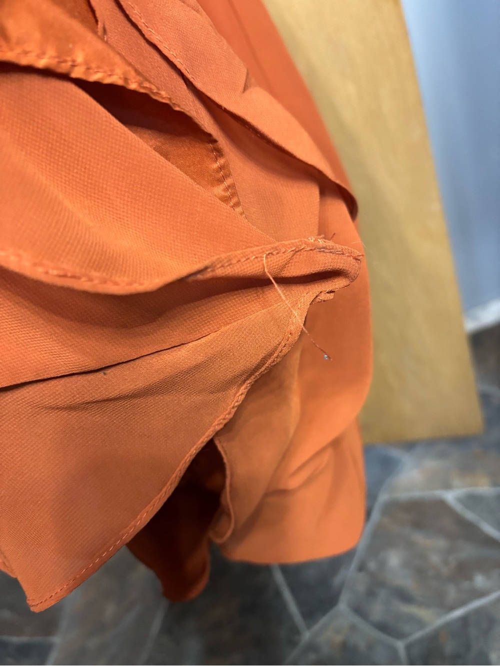 Azazie Rust Ruffle-Slit Maxi Dress - Picture 2 of 5